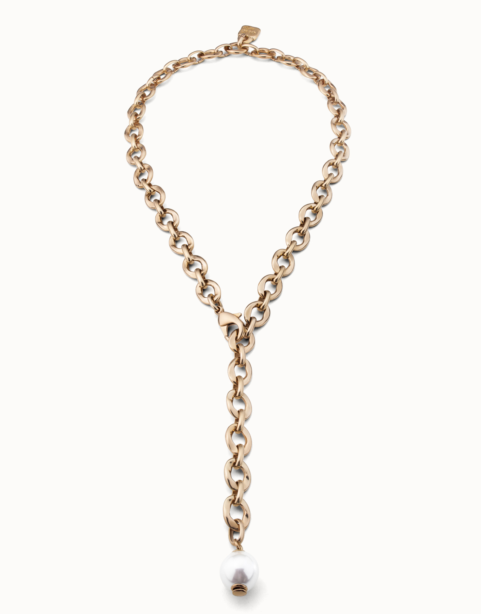 Long adjustable link chain necklace, Golden, large thumbnail