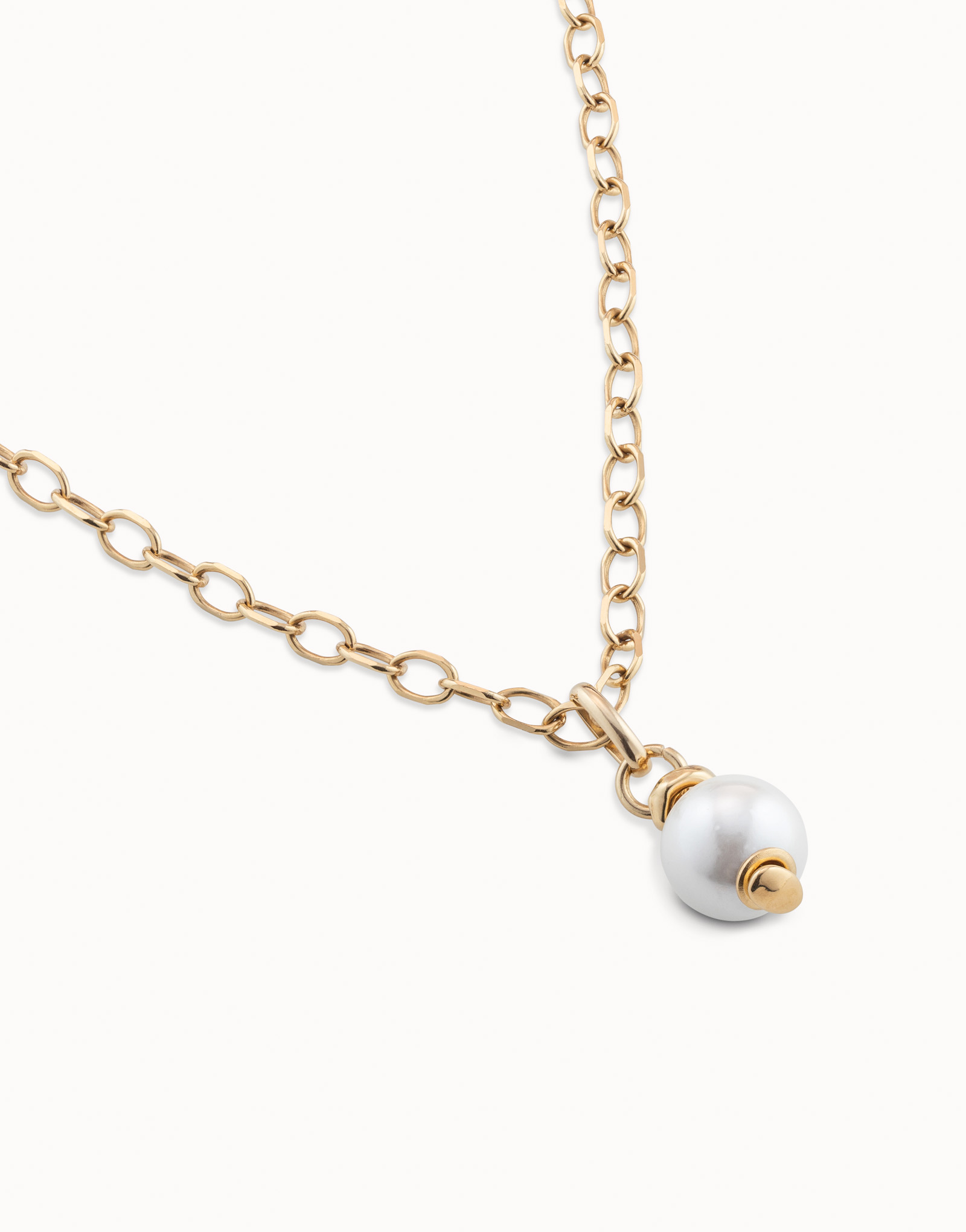 Charm with white pearl, Golden, large thumbnail