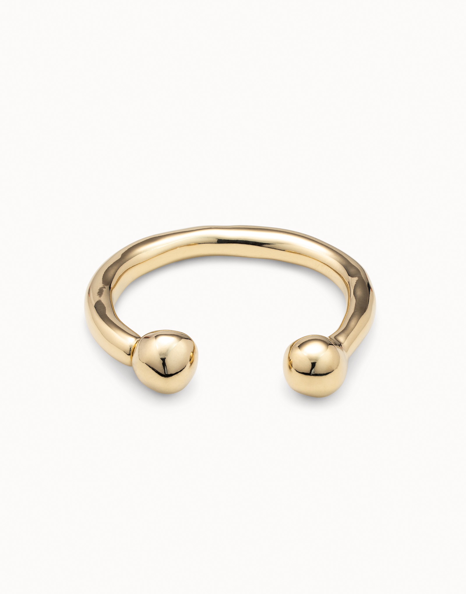 Bangle bracelet with double ball, Golden, large thumbnail