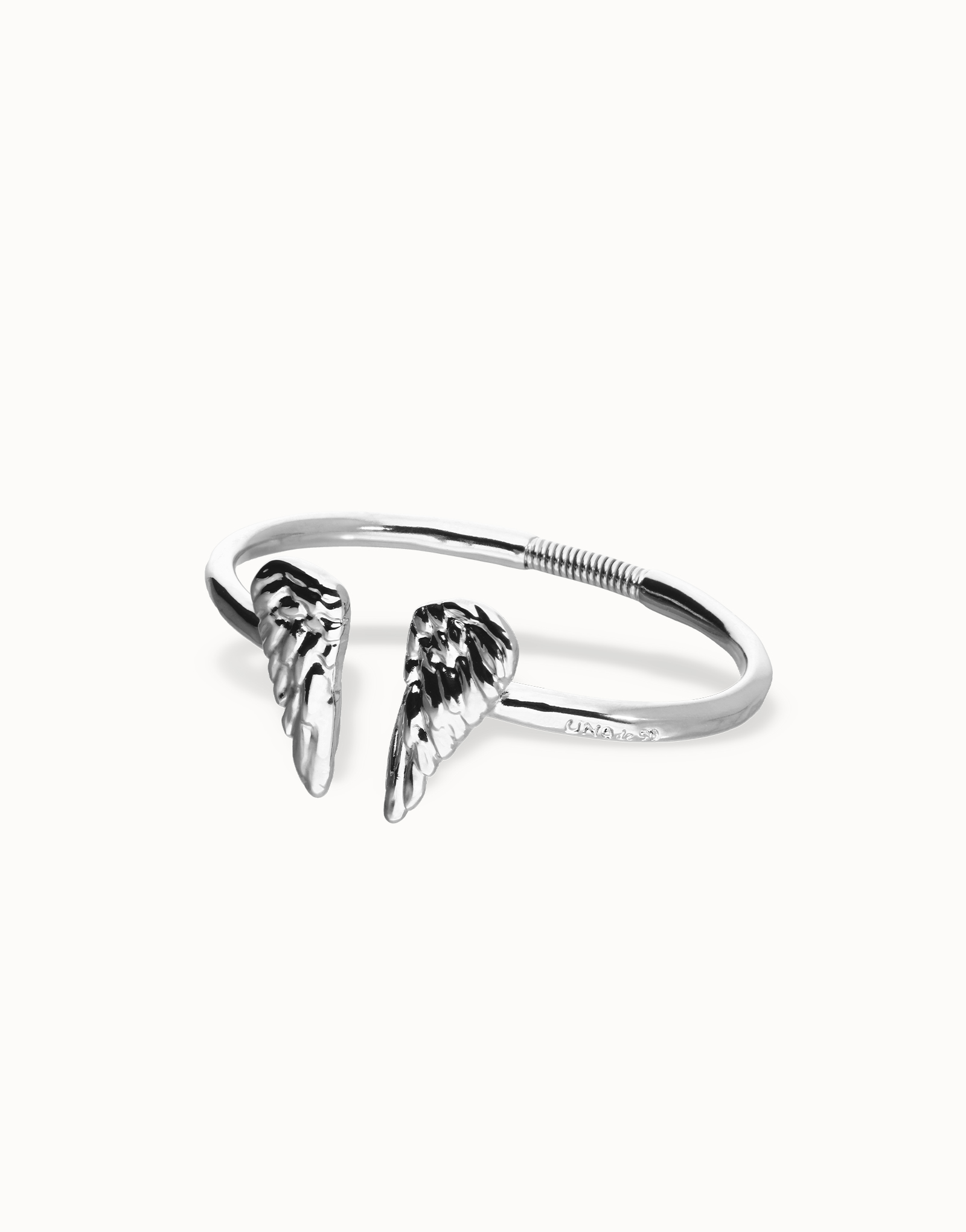 Cuff bracelet with wing detail, Silver, large thumbnail