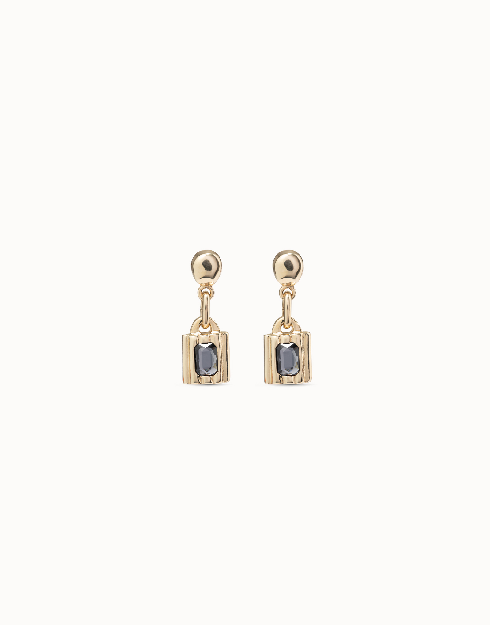 Padlock shaped drop earrings, Golden, large thumbnail