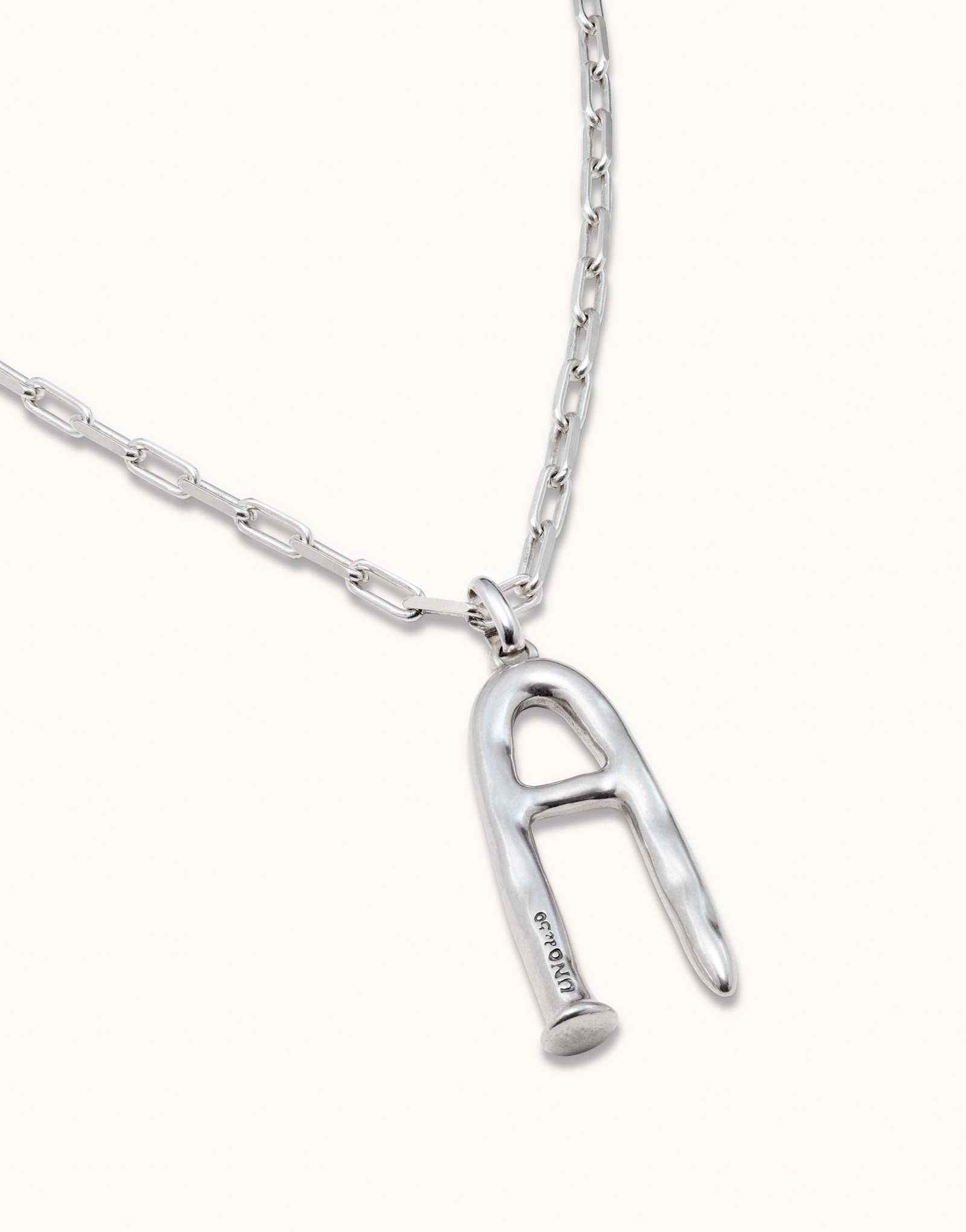 Long link chain charm necklace, Silver, large thumbnail
