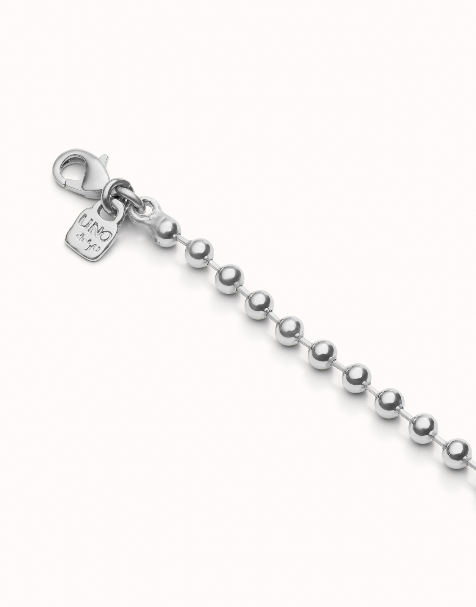 Long beaded chain charm necklace, Silver, large thumbnail