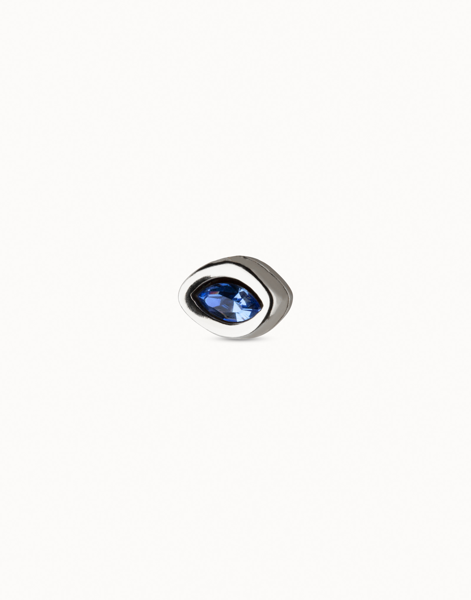 Single Hoop Charm With A Cristal, Silver, large thumbnail