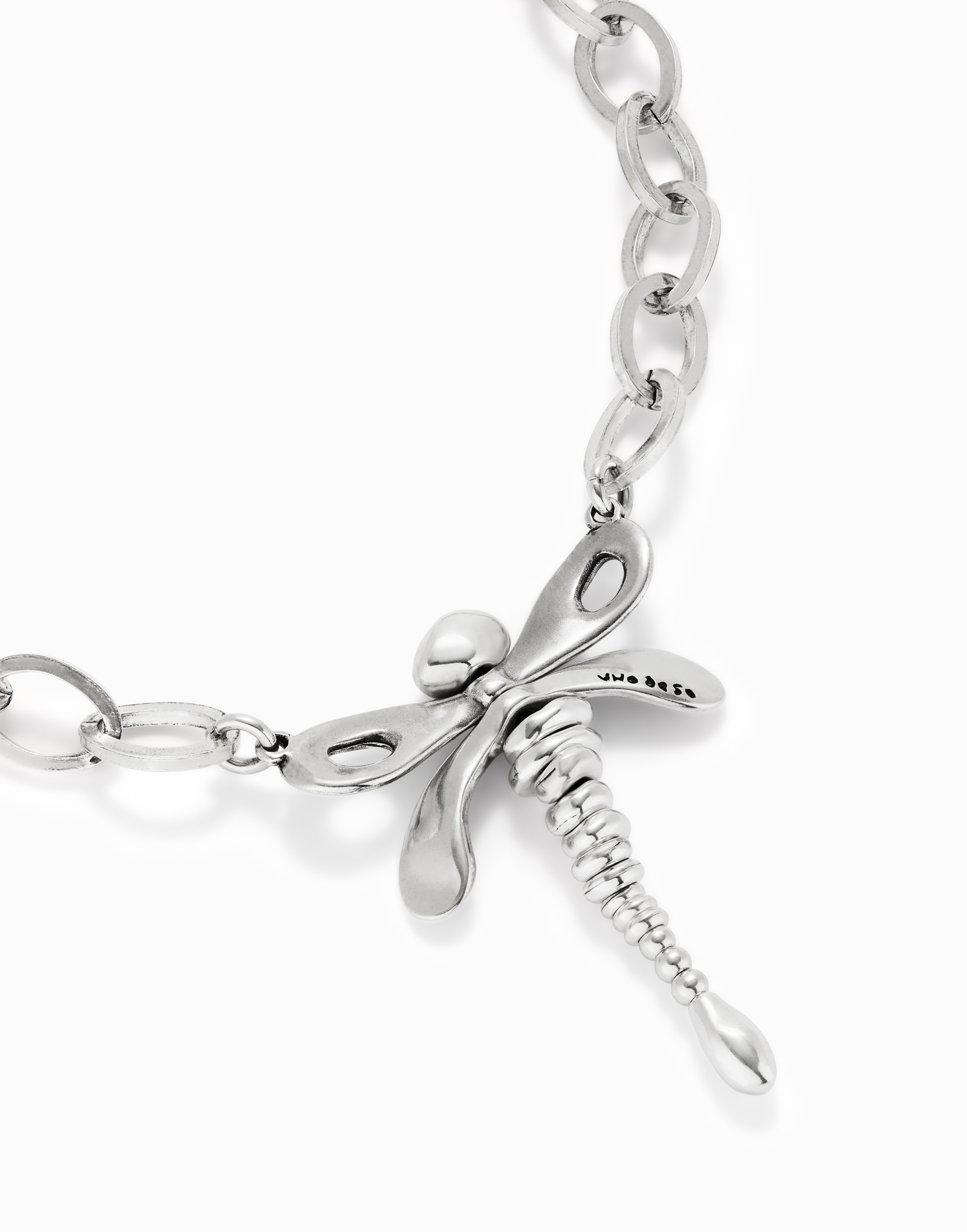 Short link chain necklace with dragonfly, Silver, large thumbnail