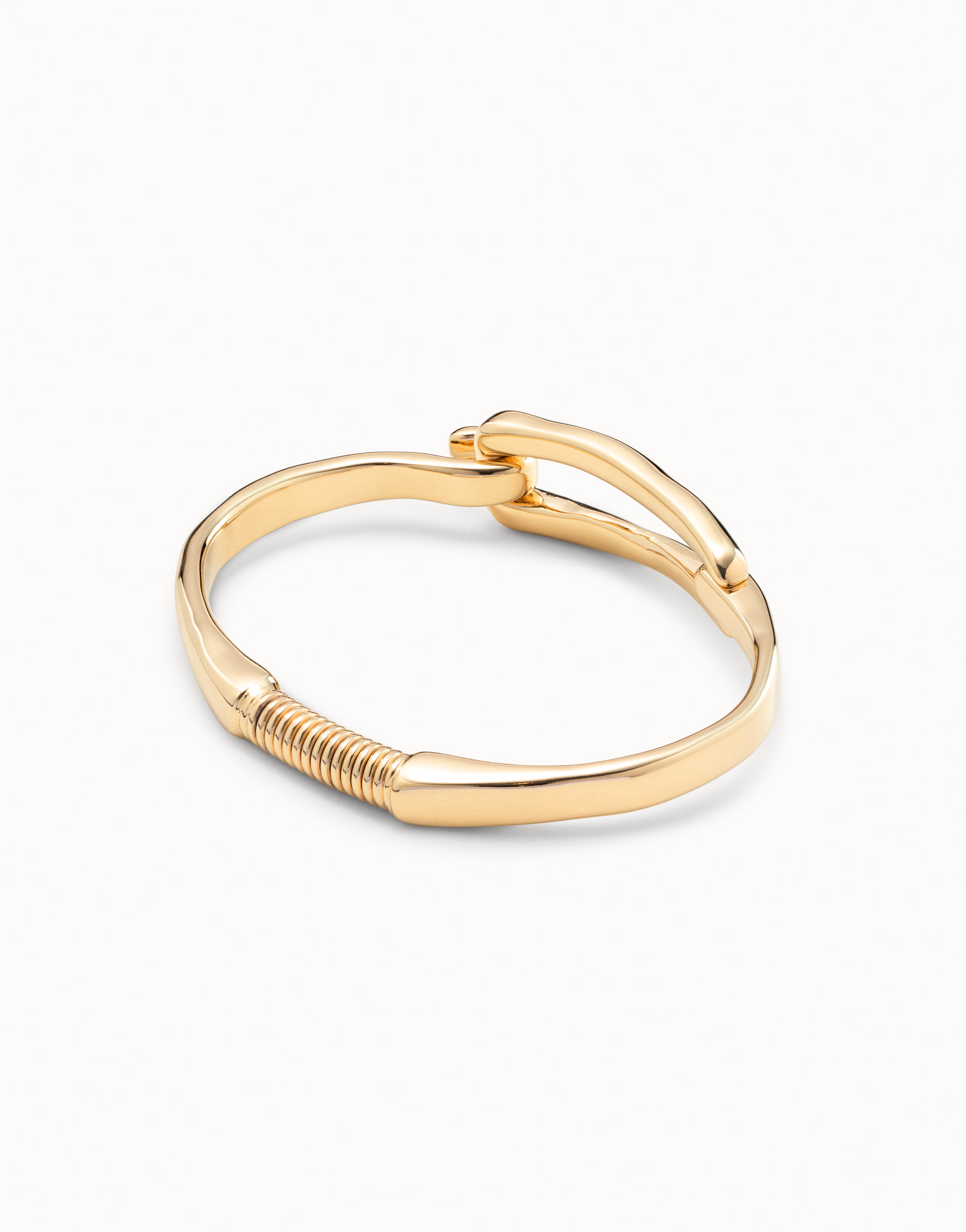 Bangle bracelet with buckle, Golden, large thumbnail