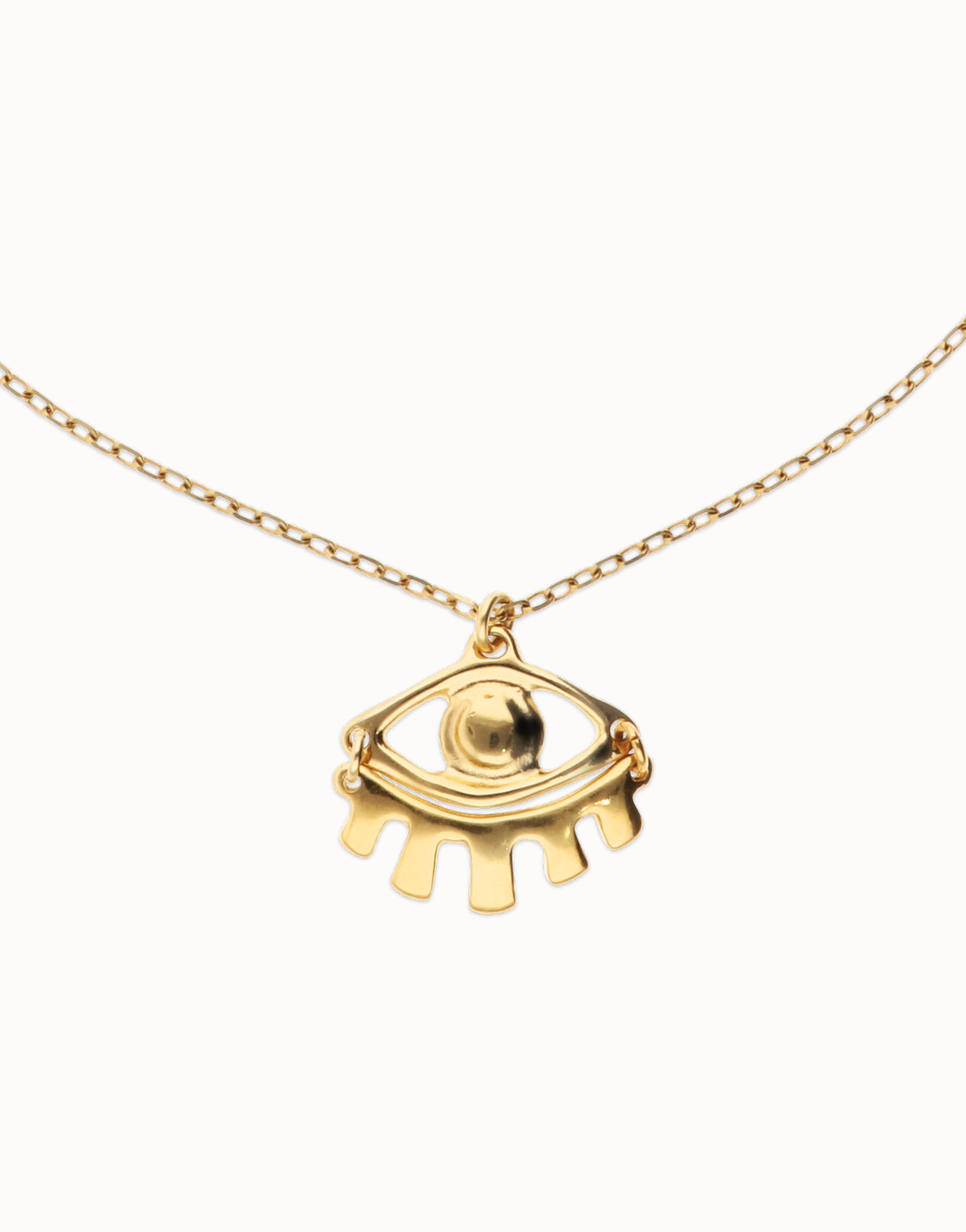 Short pendant chain necklace with small eye, Golden, large thumbnail