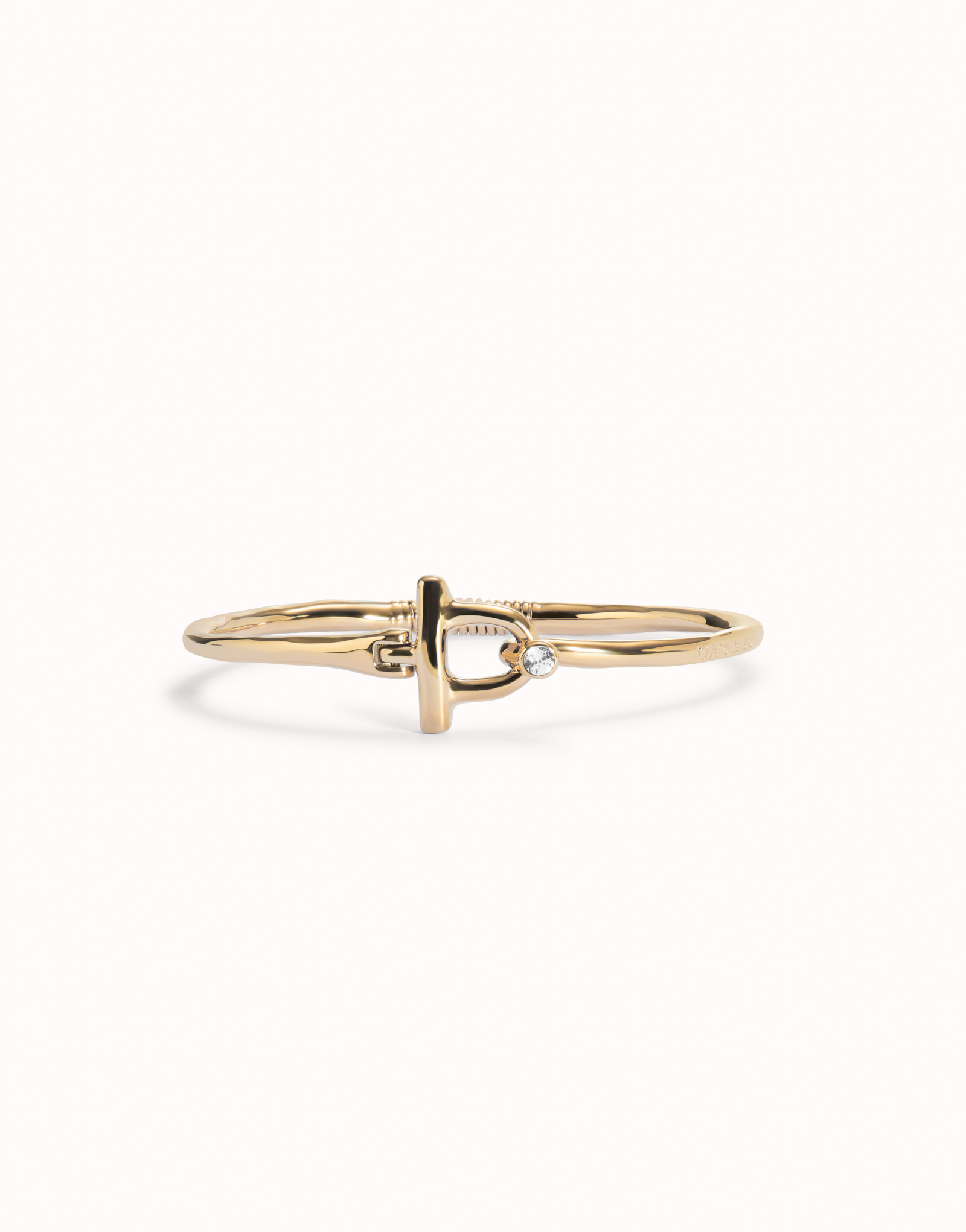 Bangle bracelet with white topaz, Golden, large thumbnail