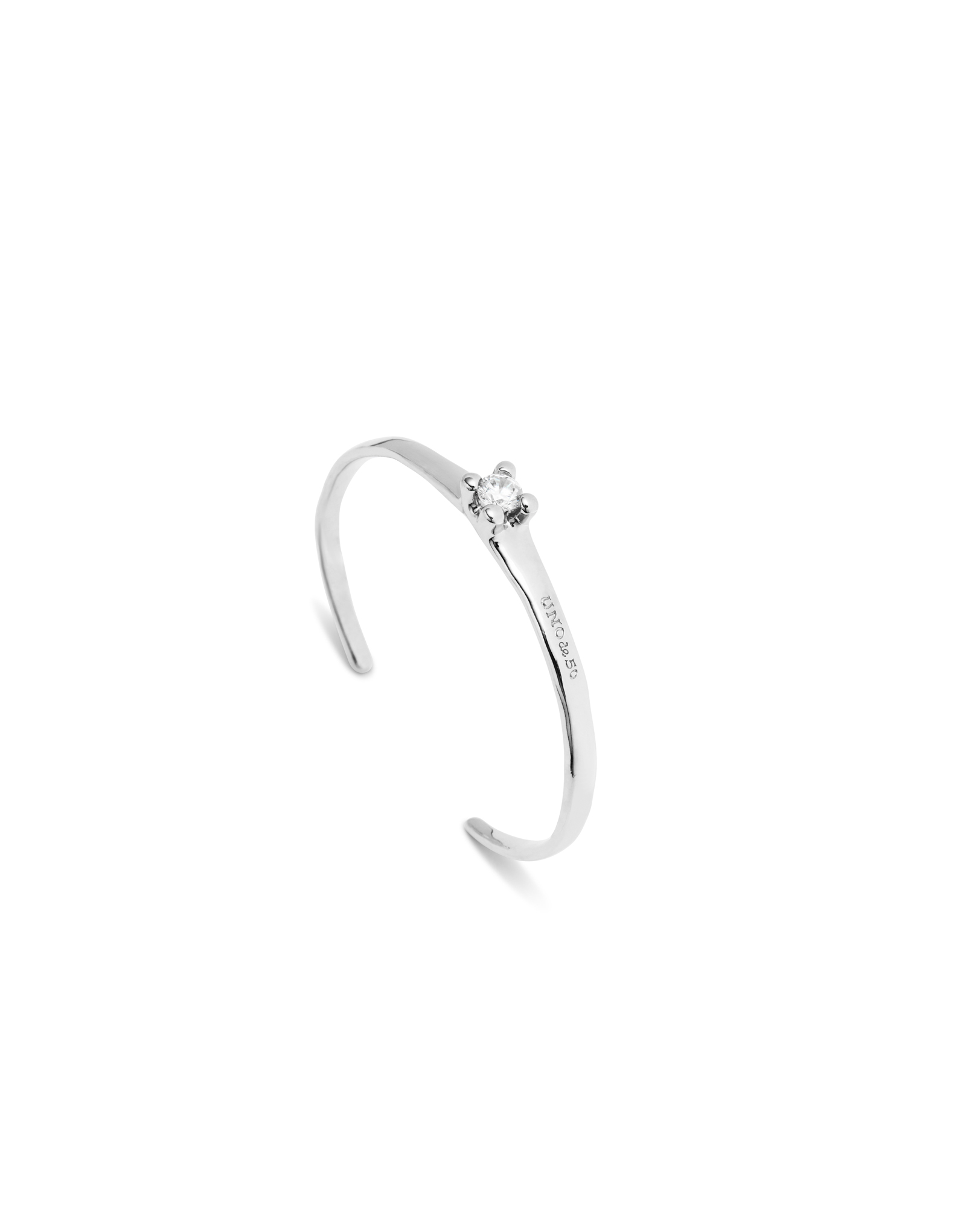 Cuff bracelet with blue cubic zirconia, Silver, large thumbnail