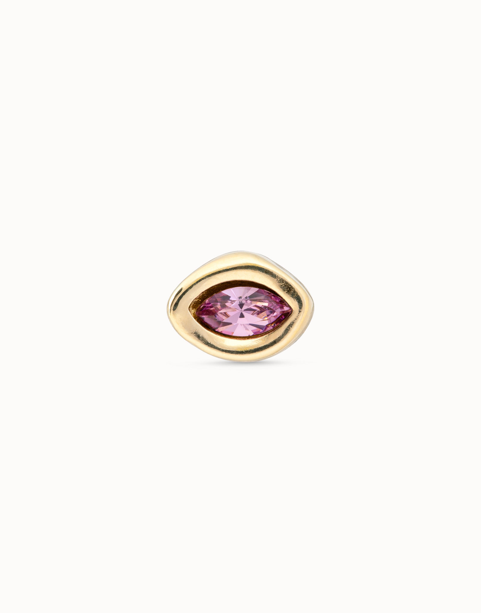 Single Stud Earring With Purple Crystal, Golden, large thumbnail