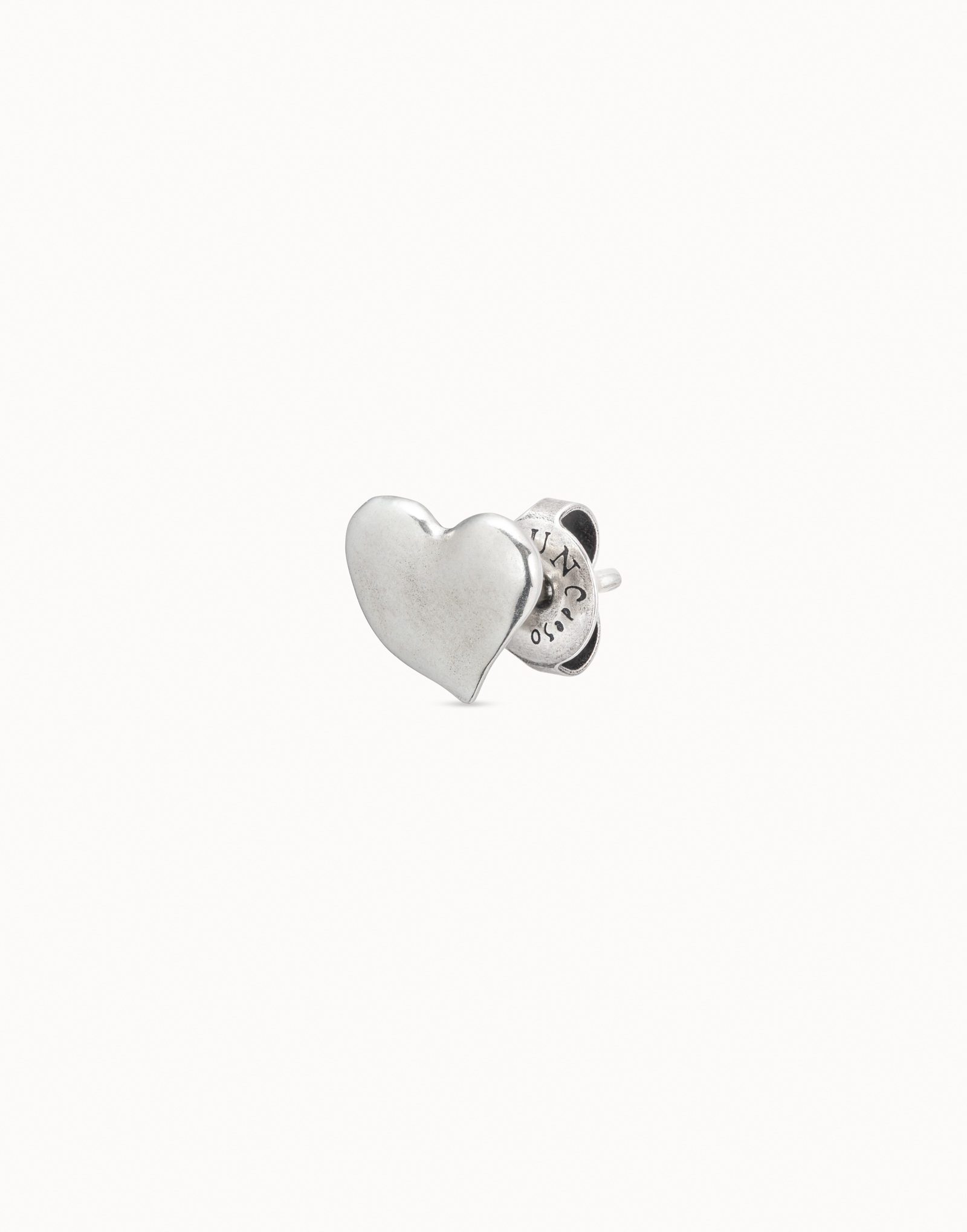 Heart Single Stud Earring, Silver, large thumbnail