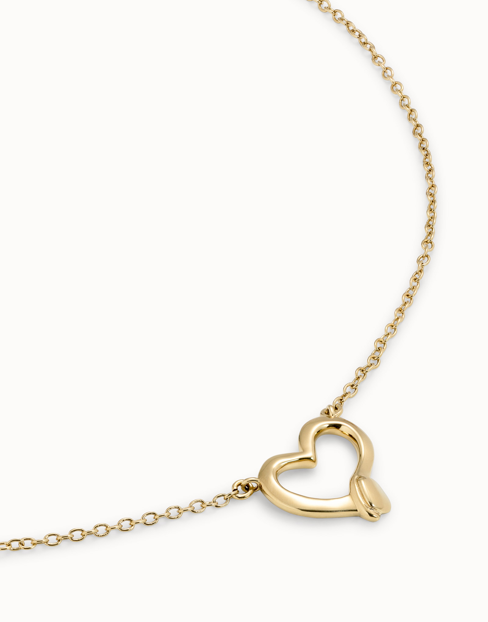 Chain pendant necklace  with heart, Golden, large thumbnail