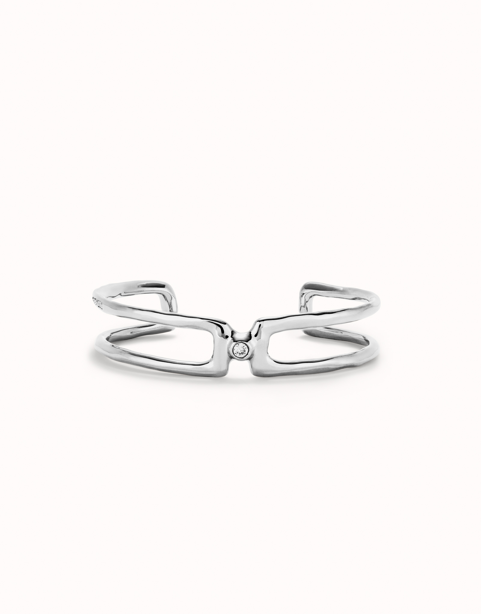 Double strand bangle bracelet with white topaz, Silver, large thumbnail