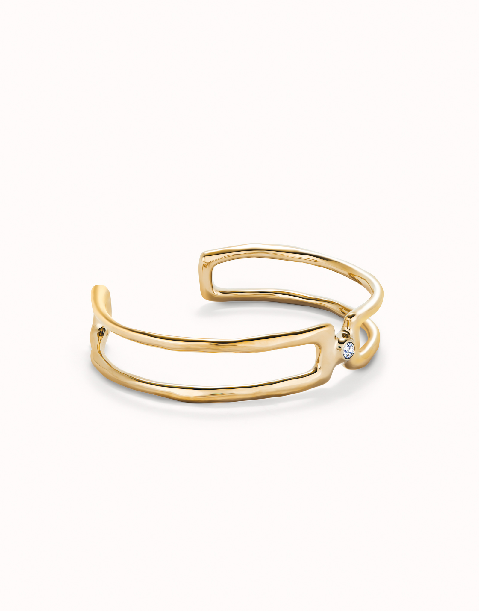 Double strand bangle bracelet with white topaz, Golden, large thumbnail