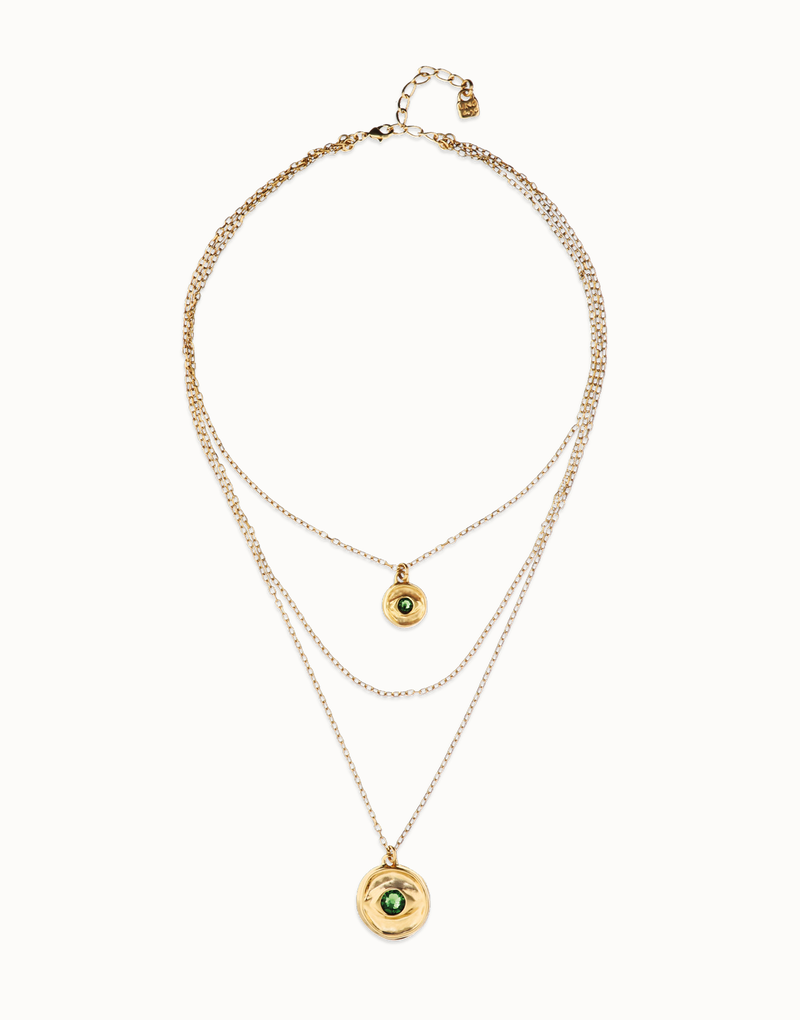 Multi strand chain necklace with an eye, Golden, large thumbnail