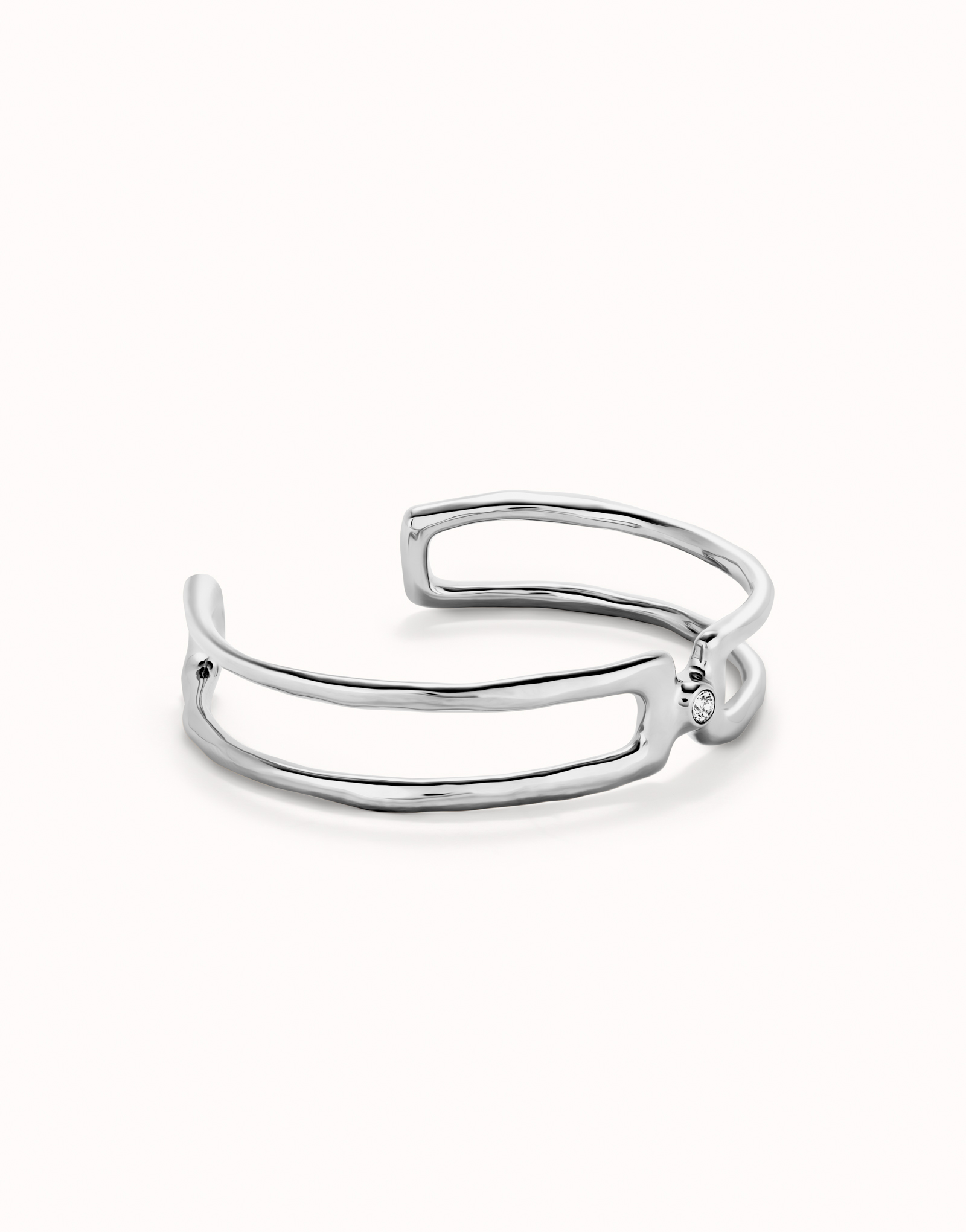 Double strand bangle bracelet with white topaz, Silver, large thumbnail