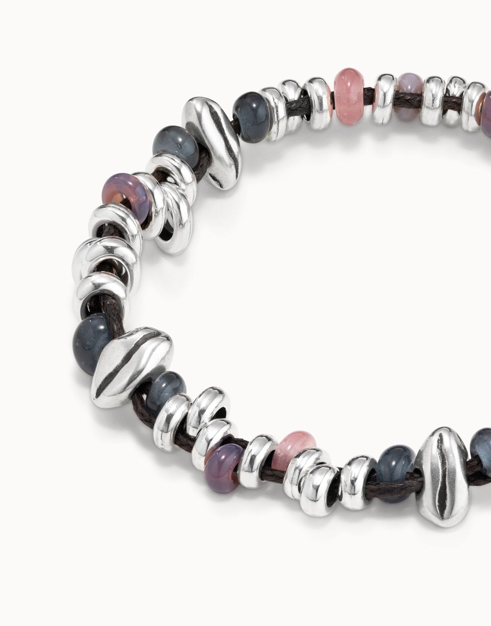Beaded bracelet with leather, , large thumbnail