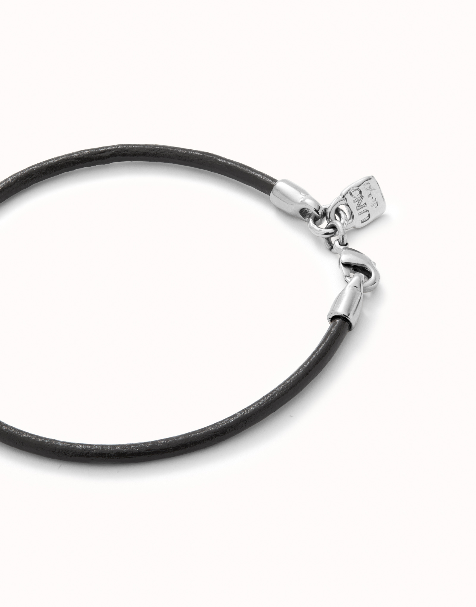 Leather charm bracelet with clasp, Silver, large thumbnail