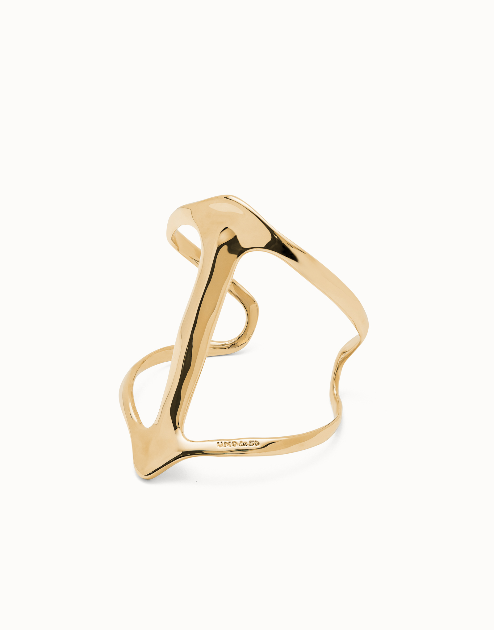 Cuff bracelet with manta ray structure, Golden, large thumbnail