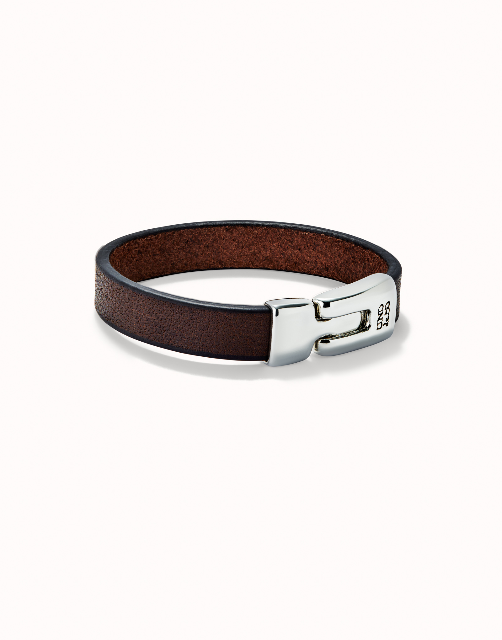 Leather bracelet with clasp, Silver, large thumbnail