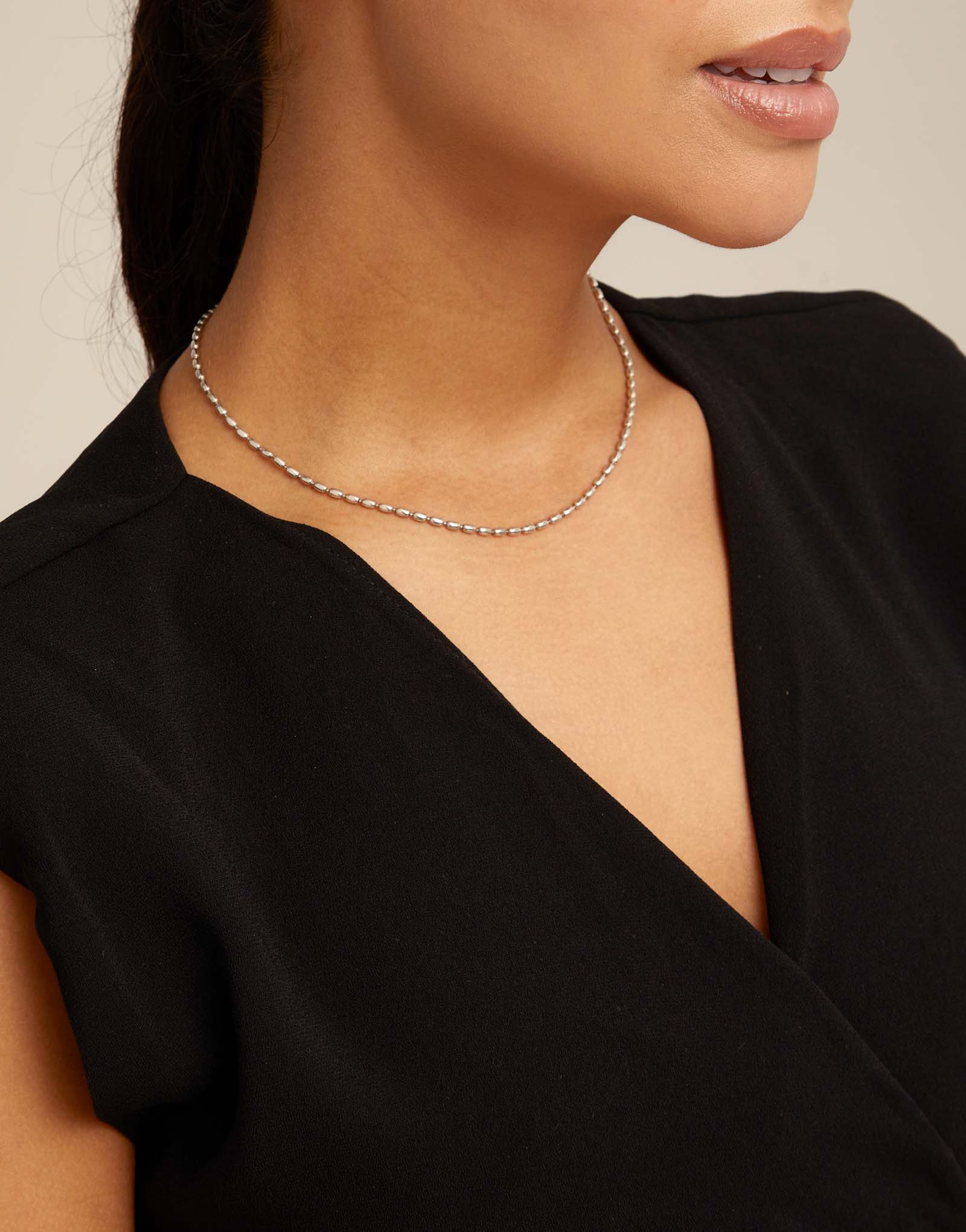 Short oval link chain necklace, Silver, large thumbnail