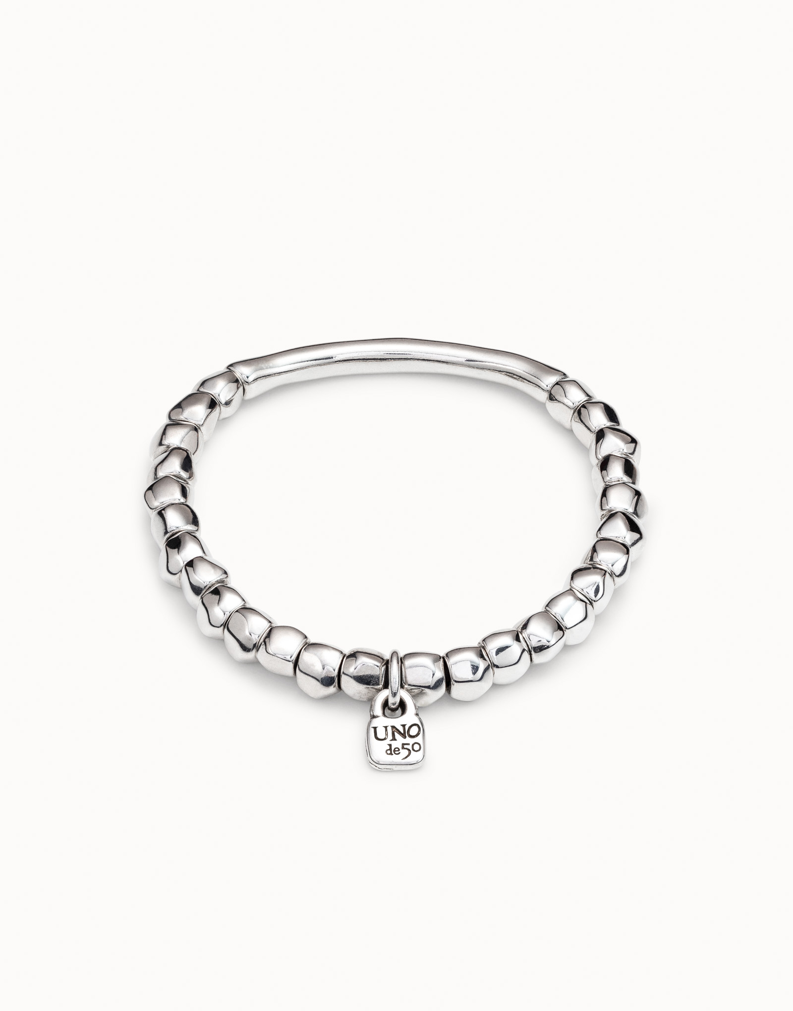 Sterling silver-plated bracelet with tubular piece, Silver, large thumbnail