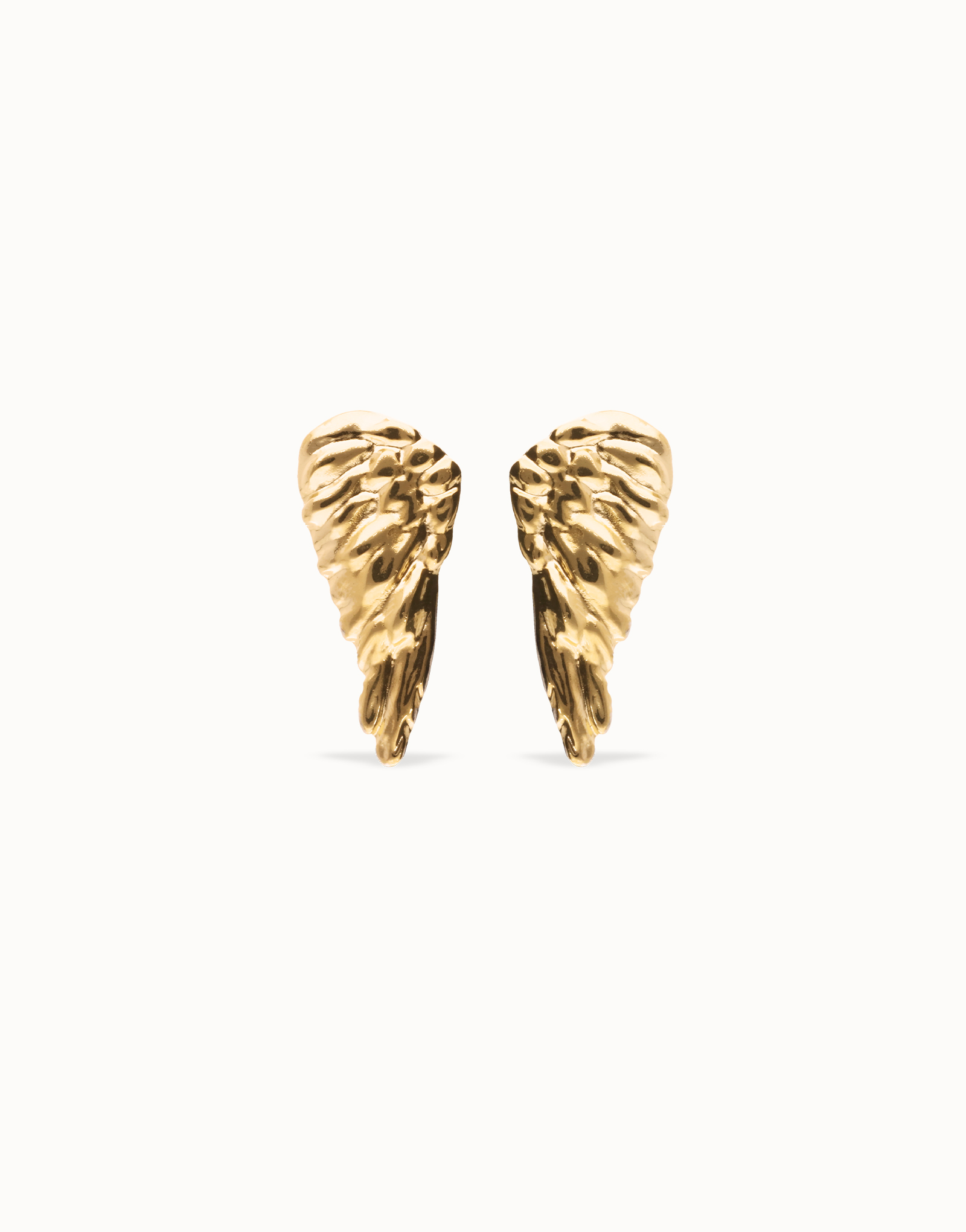 Earrings with wing design, Golden, large thumbnail