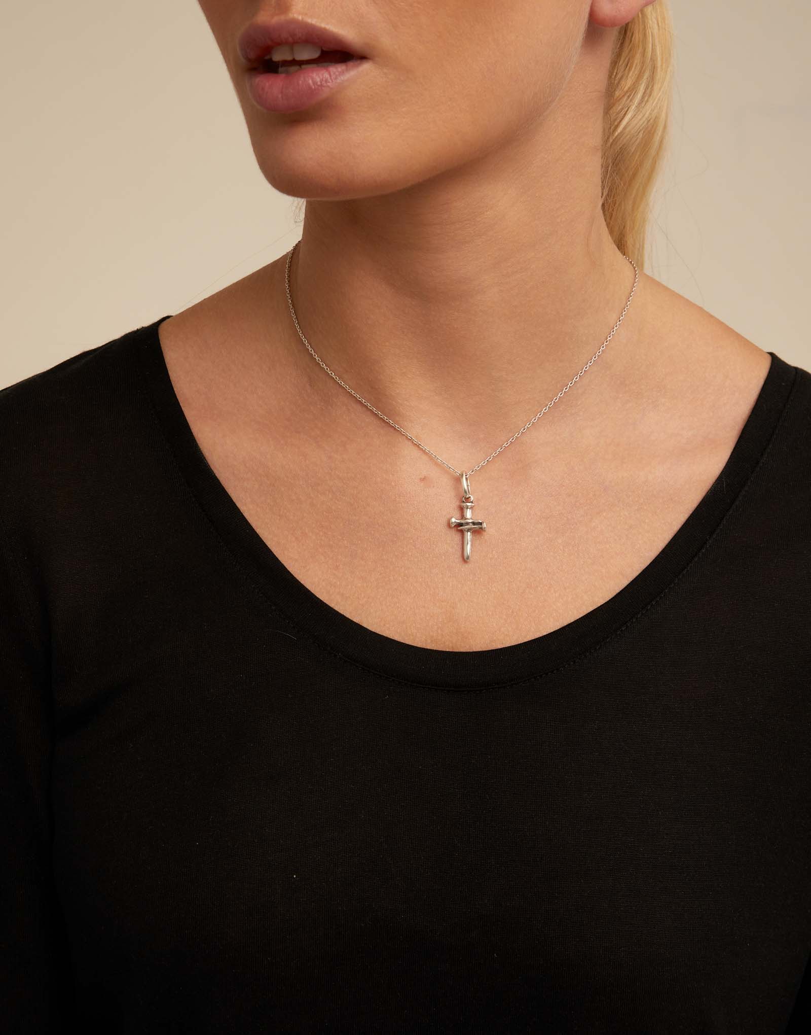 Short chain charm necklace, Silver, large thumbnail