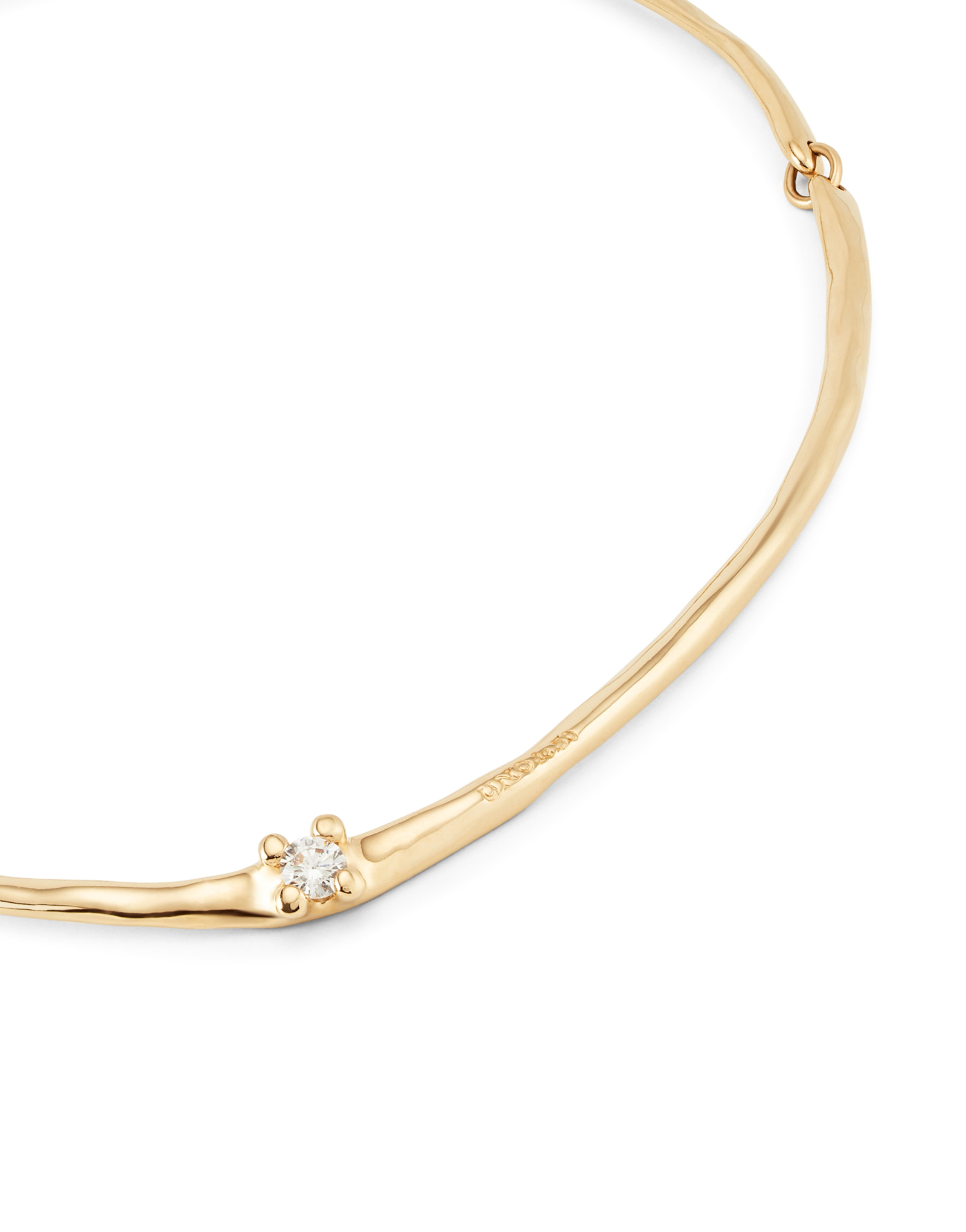 Choker necklace with white cubic zirconia, Golden, large thumbnail