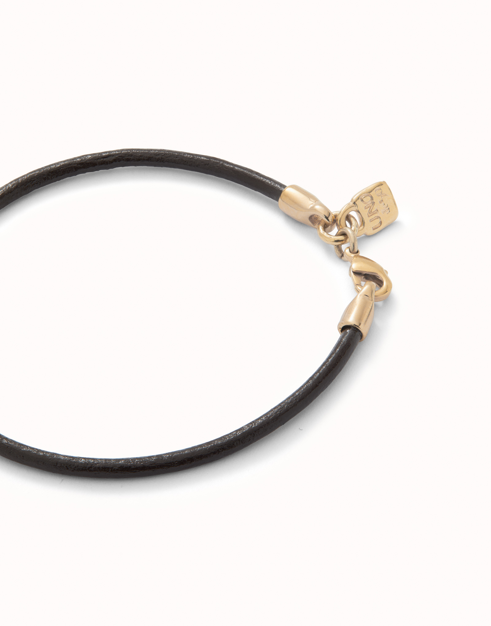 Leather charm bracelet with clasp, Golden, large thumbnail