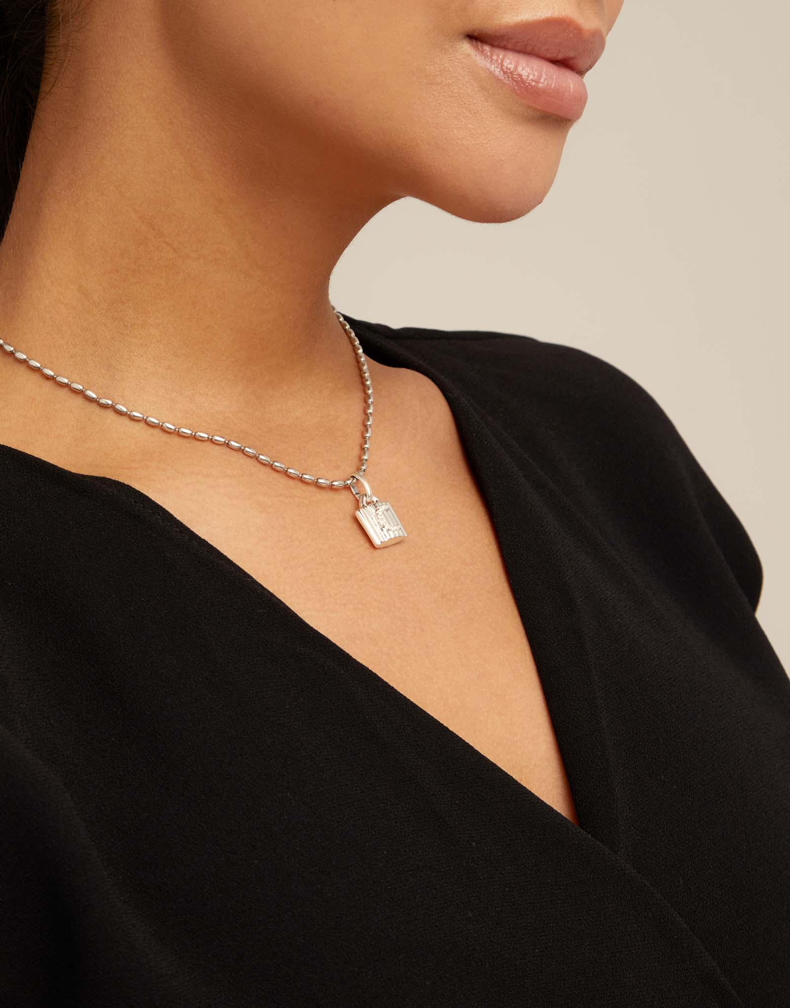 Short oval link chain necklace, Silver, large thumbnail