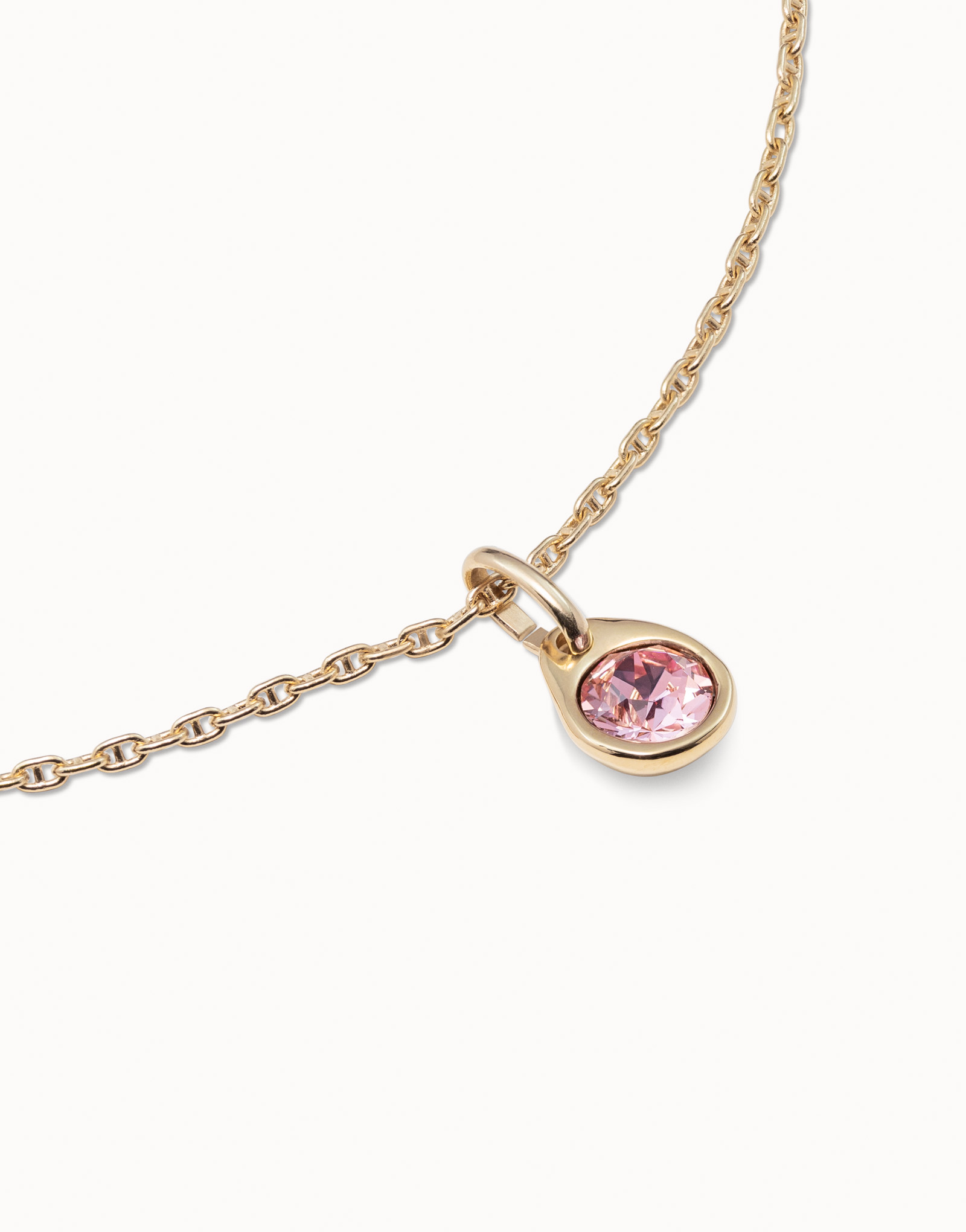 Charm bañado en oro con cristal rosa, Dorado, large thumbnail
