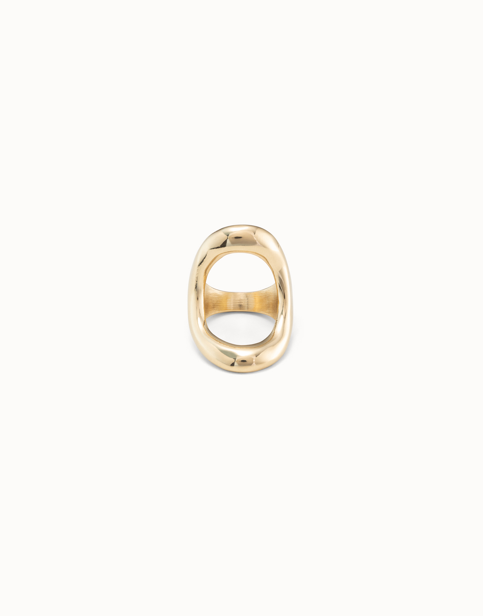 Ring with large central oval, Golden, large thumbnail