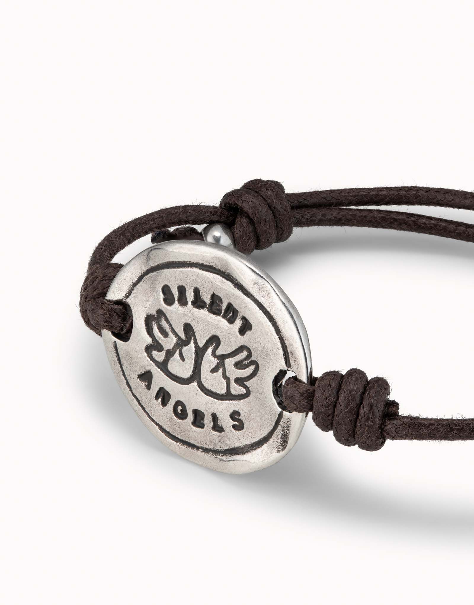 Leather bracelet with plate, Silver, large thumbnail
