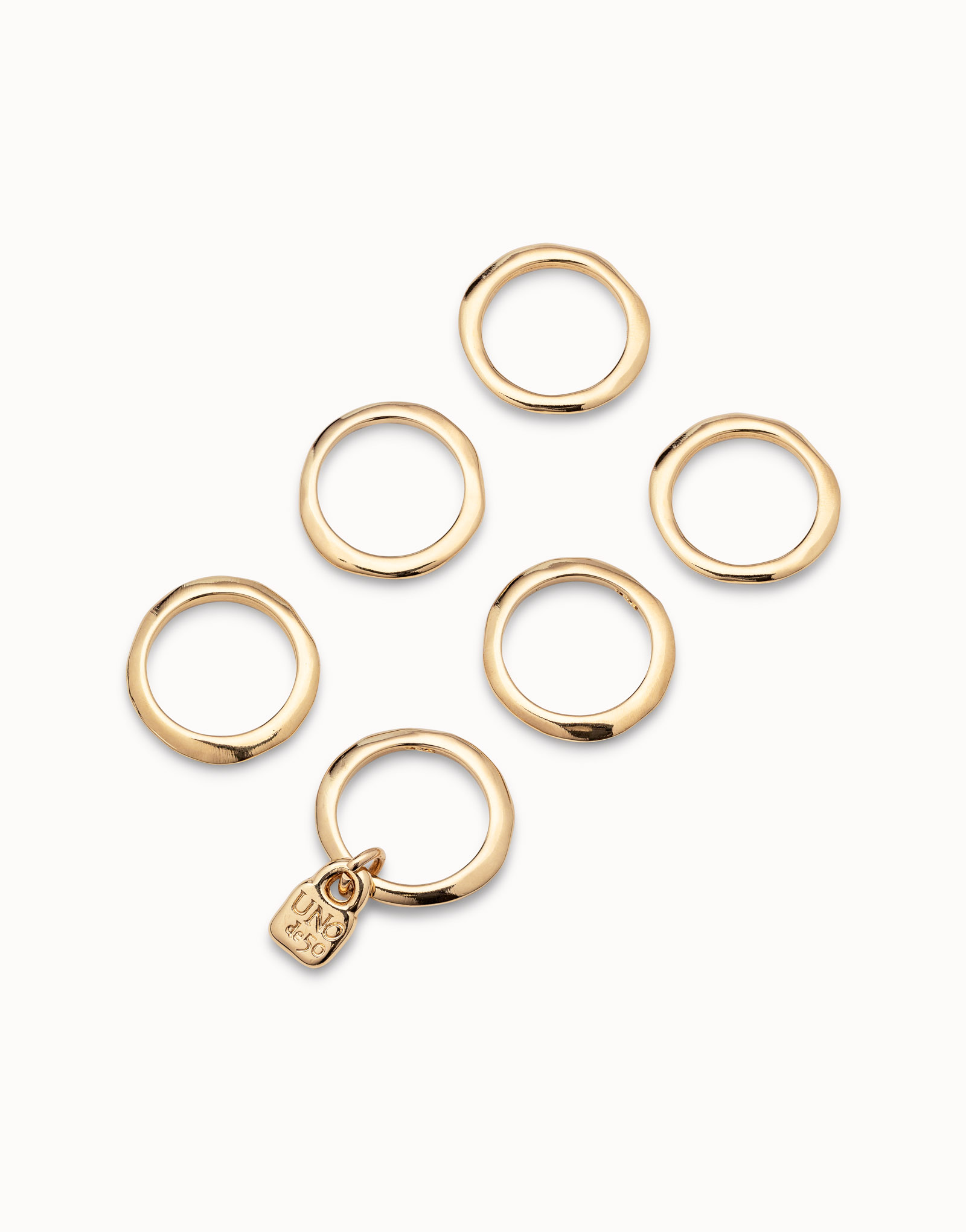 Multi row ring with a charm, Golden, large thumbnail